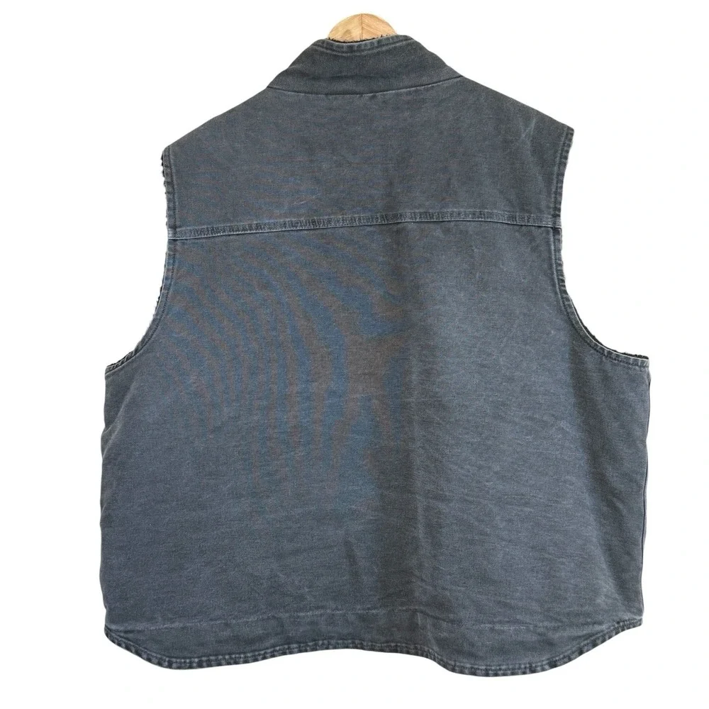 Carhartt Vest Mens XXL Sherpa Lined Canvas Duck Work Outdoor Zip Gray V33GVL VTG